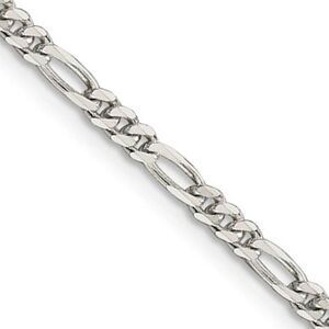 2.8mm Sterling Silver, Solid Figaro Chain Necklace, 20 Inch